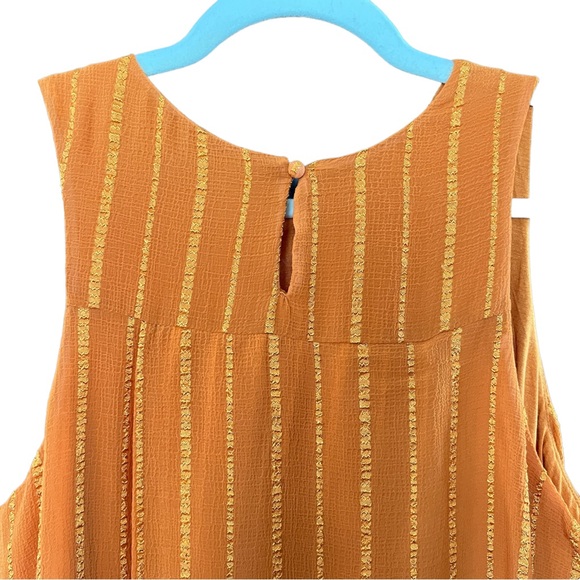 Ladies Top - Tunic - Textured Chiffon - Back Slit - Semi Sheer - Lined - Orange - Picture 9 of 11